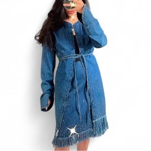 Vintage Fendi Denim Jacket with Rhinestones 44